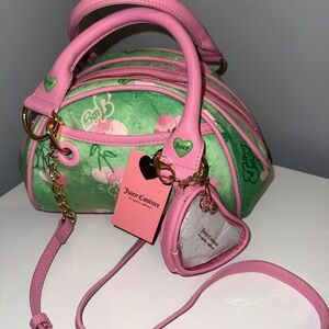 Juicy Couture Retro Green/Pink Cherry Satchel Y2K